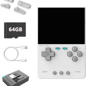 Trimui Brick Portable Retro Game Console 3.2 Inch IPS 1024x768 Screen, Built in 64GB Linux System Card 3000mAh Long-Life Rechargable Battery Retro Handheld (White 64GB) Toys