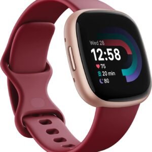 Fitbit Versa 4 Fitness Smartwatch with built-in GPS and up to 6 days battery life - compatible with iOS 15 or higher & Android OS 9.0 or higher, Beet Juice/Copper Rose Aluminium