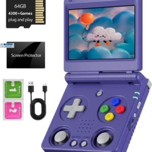 RG34XXSP Foldable Retro Handheld Game Console , 3.4 Inch IPS Screen Linux System Sunken Dual Joystick Built-in 64G TF Card 4353 Games Handheld Emulator Support 5G WiFi Bluetooth TV Output(Blue) Toys