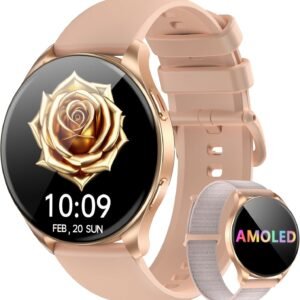 Blackview Smart Watch for Women(Make/Answer Calls), 1.43''AMOLED Touchscreen Fitness Tracker with 100+ Sports Modes, Heart Rate/SpO2/Sleep Monitor/2 Straps, Smartwatch for iPhone & Android