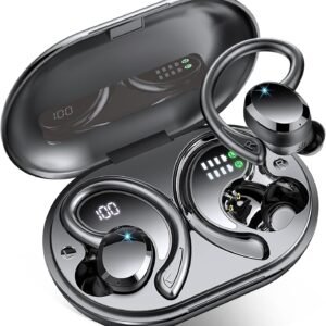 Wireless Earbuds Bluetooth Headphone Sport, 2024 Bluetooth 5.3 Earbud 14.2mm Driver Stereo Over Ear Buds, 48Hrs Earphone with Earhook, Noise Cancelling Mic, IP7 Waterproof Headset for Workout/Running