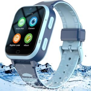 4G GPS Smart Watch for Kids Phone Smartwatch with WhatsApp Anti-Lost Waterproof Video Phone Call Pedometer Voice Message Camera SOS Alarm Real-time Tracking Watch for Boys Girls 3-12 Gifts Blue