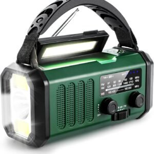 Aivica Emergency Hand Crank Radio with 10000mAh/37000mWh Battery Backup, NOAA/AM/FM Weather Radio, Type-C Charge,Solar Charging,SOS, 3 Modes LED Torch, Reading Lamp, Compass for Outdoor Survival
