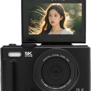 Generic 5K Digital Camera for Photography, 18X Zoom Autofocus 75MP WiFi vlog Camera for YouTube with 3" 180?? Flip Screen, Compact Travel Camara with 32GB SD Card & 2 Batteries (Black)