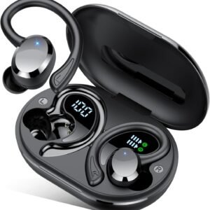 sprtoybat Wireless Earbuds, 2026 New Bluetooth 5.4 Headphones Sport Earphones with 68Hrs Playtime LED Display ENC Noise Cancelling Mic, IPX7 Waterproof Over Ear Ear Buds with Hook for Sports/Running