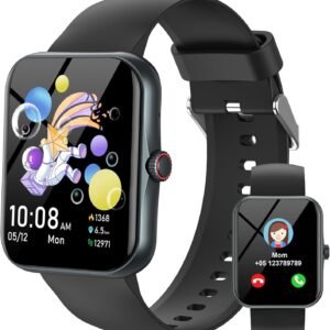 Ucani Smart Watch for Boys Girls, 1.8 Inch HD Smartwatch for Boys and Girls with Pedometer, 100+ Sport Modes, Sleep Monitor, Alarm Clock Bracelet Activity for Teens 5 to 16 Years Old Gift (Black)