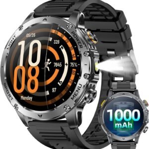 Military Smart Watches for Men, 1.7" Smart watch with 1000 mAh Battery 100-Day Standby Time, Answer/Make Calls, IP68 Waterproof, Heart Rate/Sleep Monitor 100+ Sport Modes Fitness Watch for Android/iOS