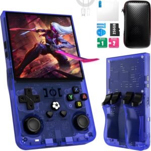 R36MAX Retro Handheld Game Console, 256 G Over 40,000 Games, 4 Inch IPS Retro Console, Linux System, 4000 mAh Battery, Supports Multiple Emulators, Portable Mini Arcade (Blue) Toys