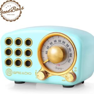 Retro Bluetooth Speaker, Vintage Radio-Greadio FM Radio with Old Fashioned Classic Style, Strong Bass Enhancement, Loud Volume, Bluetooth 5.0 Wireless Connection, TF Card and MP3 Player (Blue)