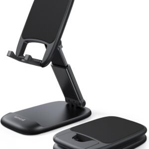 Lamicall Cell Phone Stand for Desk - [Height Adjustable] Foldable Mobile Phone Holder, Portable Stand for iPhone 17 16 15 14 13 12 11 Pro Max Plus Air, Galaxy S25, Office Gift Mothers Day Accessories